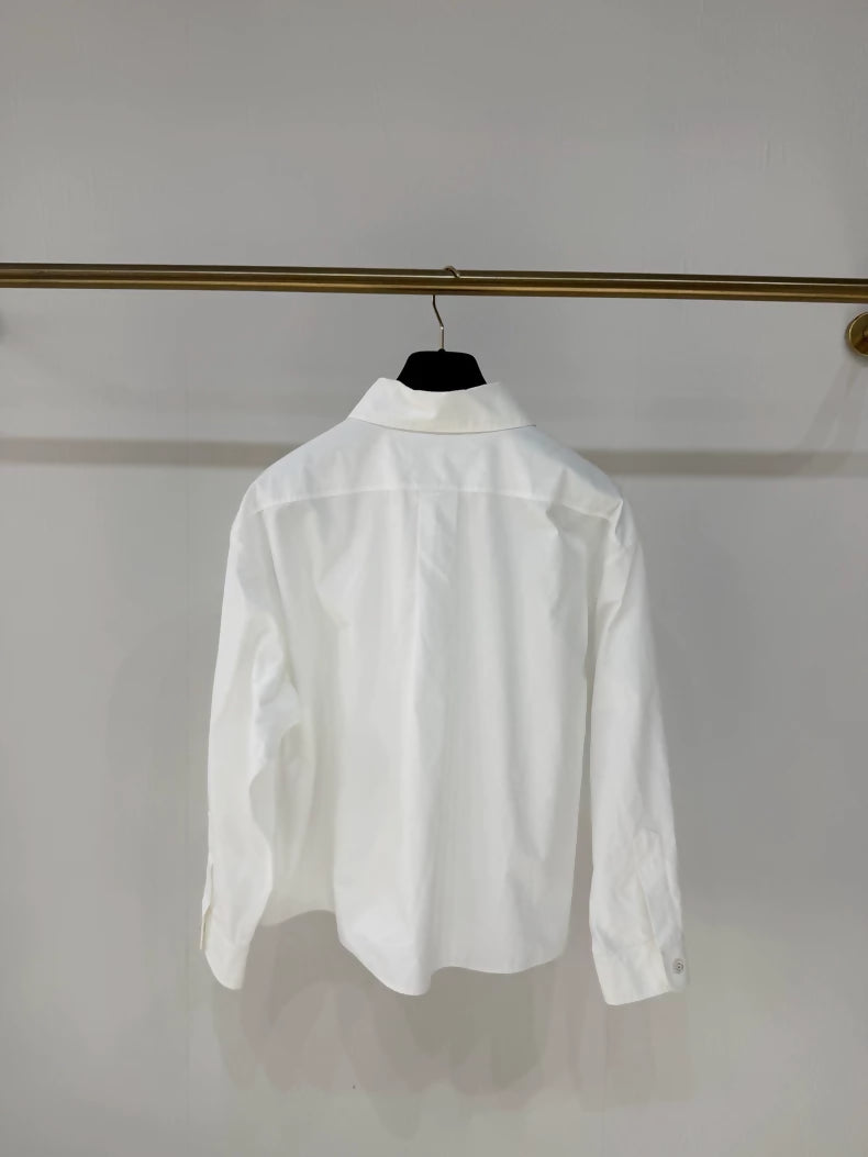 Chanel 25S sequined bird double C white shirt