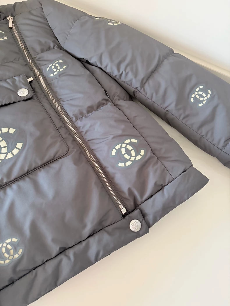 Chanel 21N Grey Double C ski Jacket
