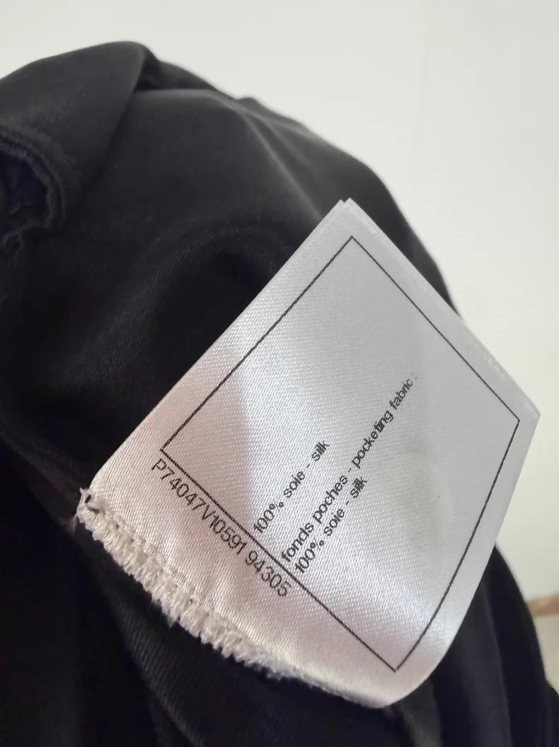 Chanel Black Crop Silk Wide-Leg Pants