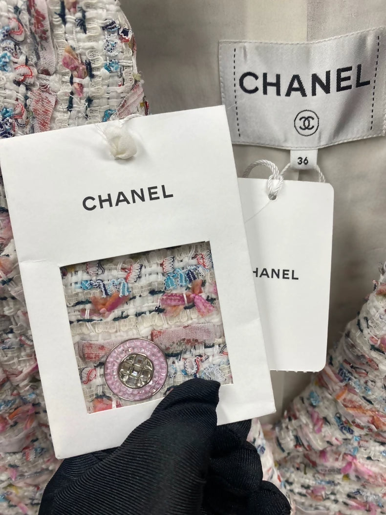 Chanel 23C pink white jacket