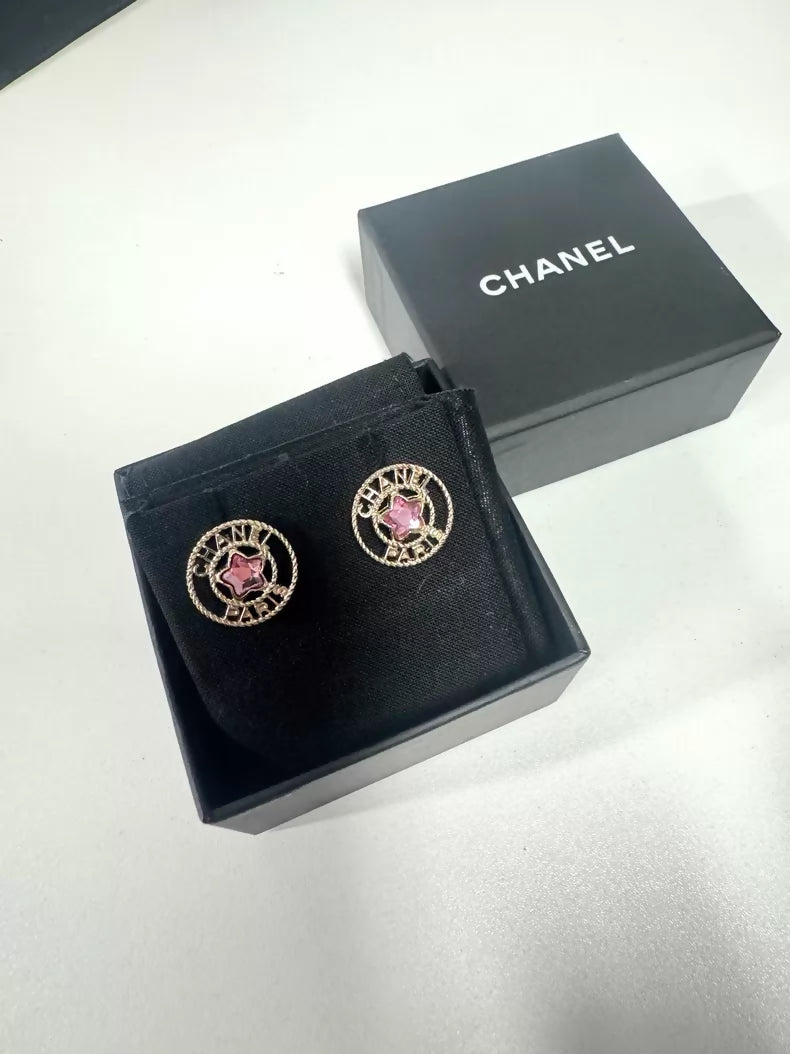 Chanel 25P Pink Star Diamond Earrings