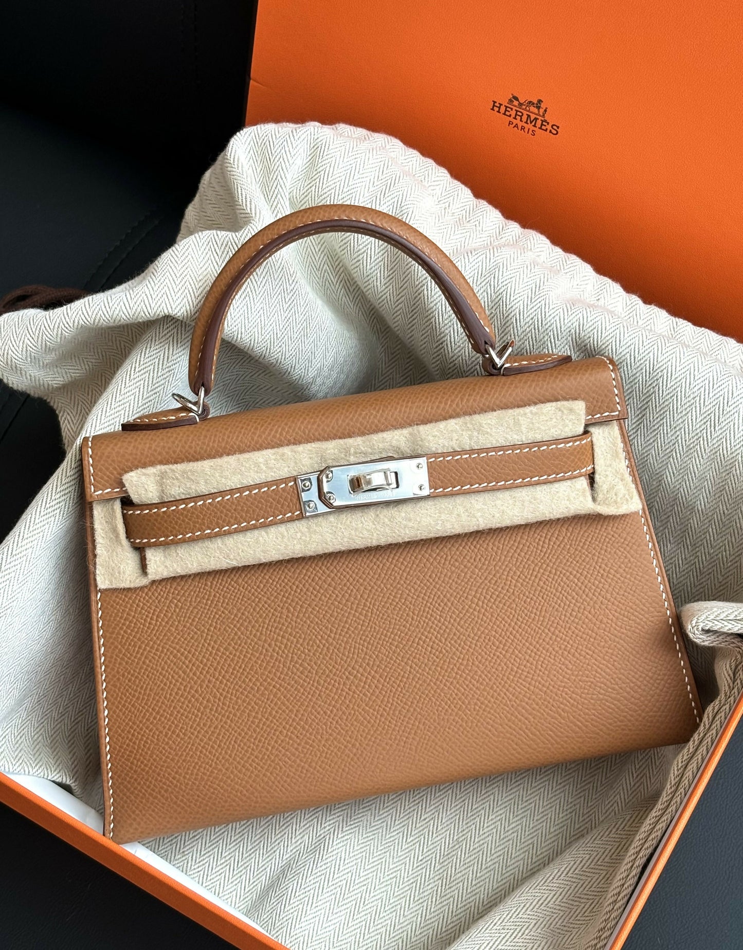 Hermès Mini Kelly 20 Gold Epsom Leather with Palladium Hardware