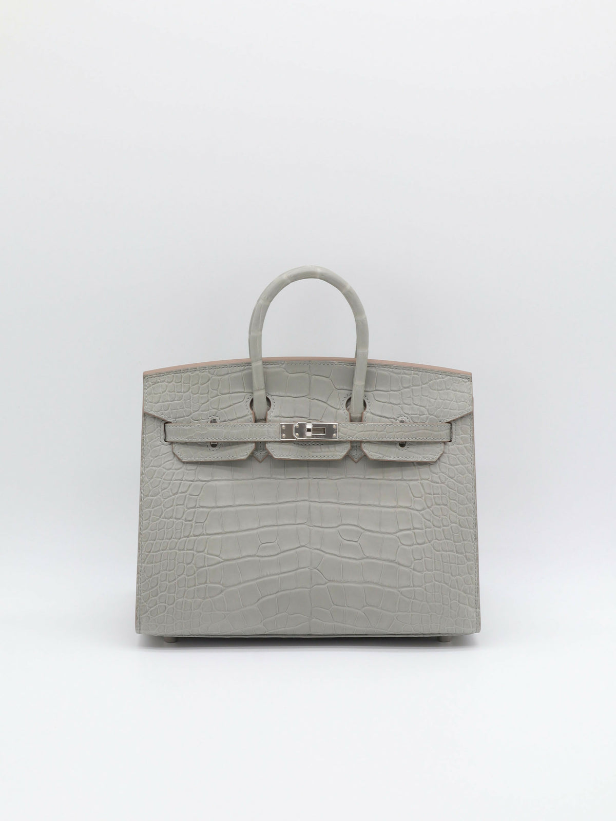 Hermès Birkin 25 Matte Alligator Mississippiensis Gris Perle PHW K 2025