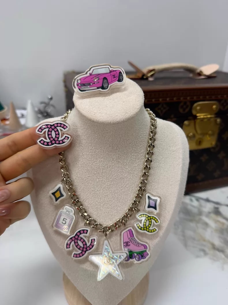 Chanel 24C Limited Edition charms Acrylic Colourful Choker Necklace