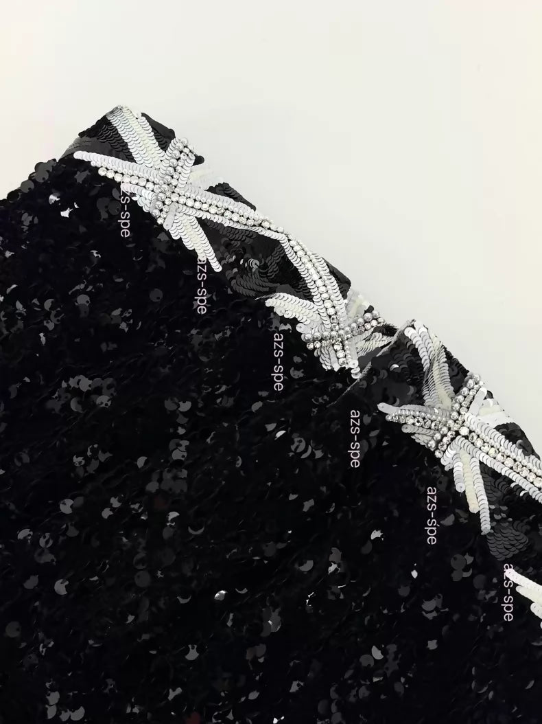 Chanel 24A Black Velvet Sequined dress