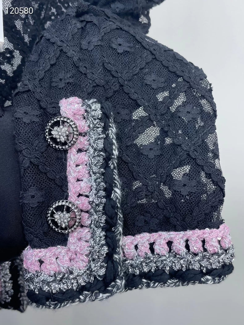 Chanel 25s black mesh jacket