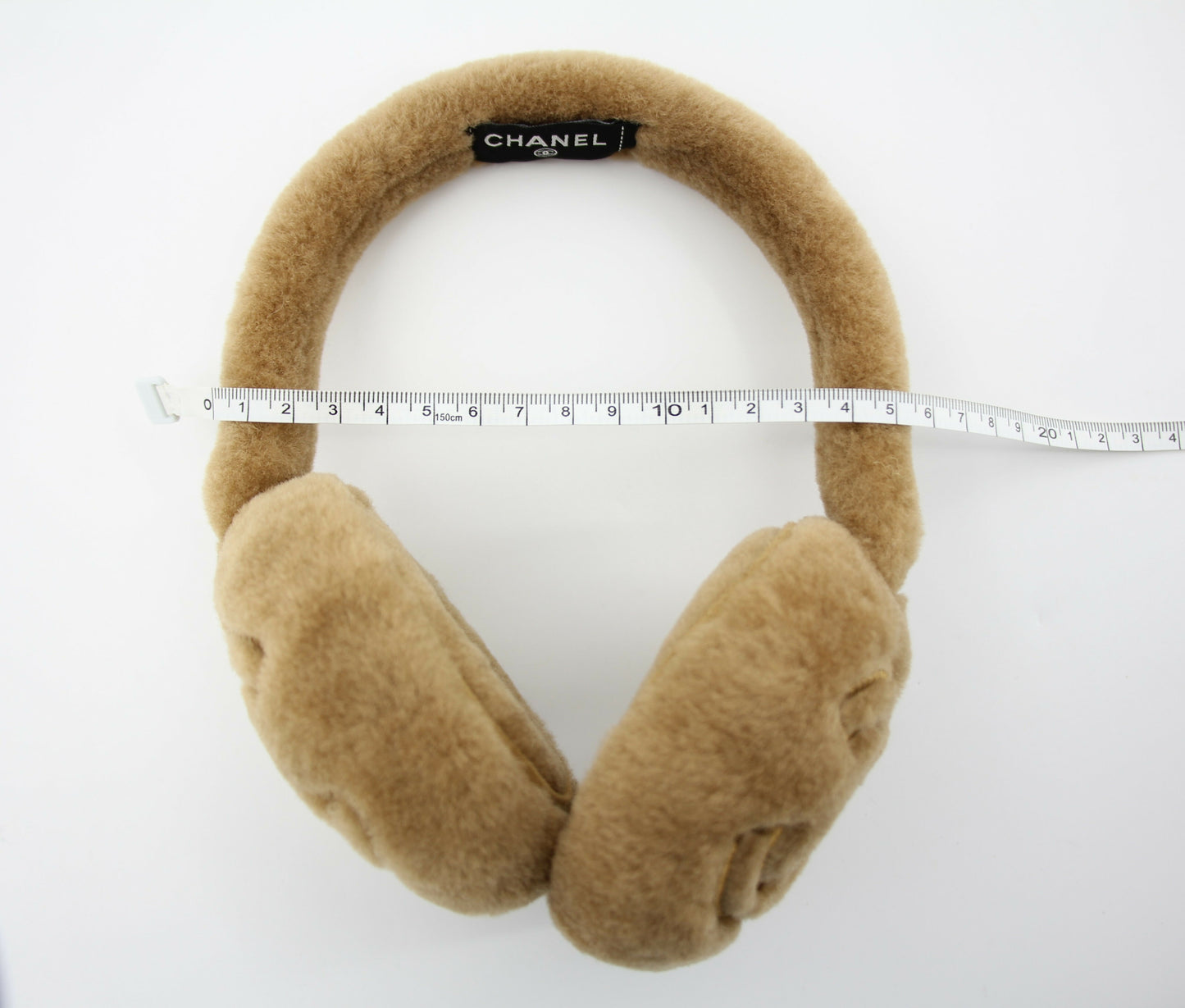 Chanel Shearling CC Earmuffs in Light Brown