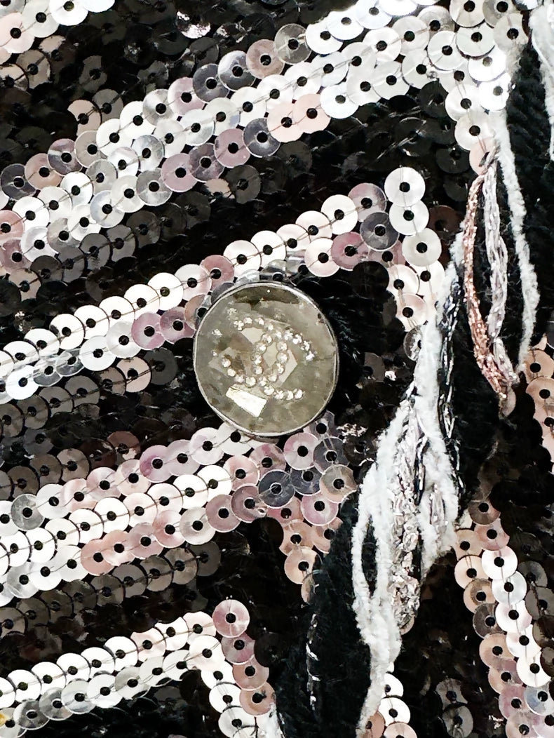 Chanel 21k Black and White Sequin jacket