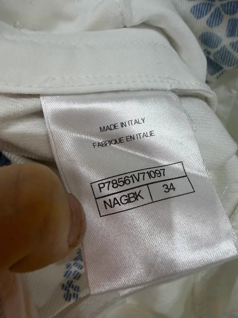 Chanel 25M white and blue wide-leg jeans