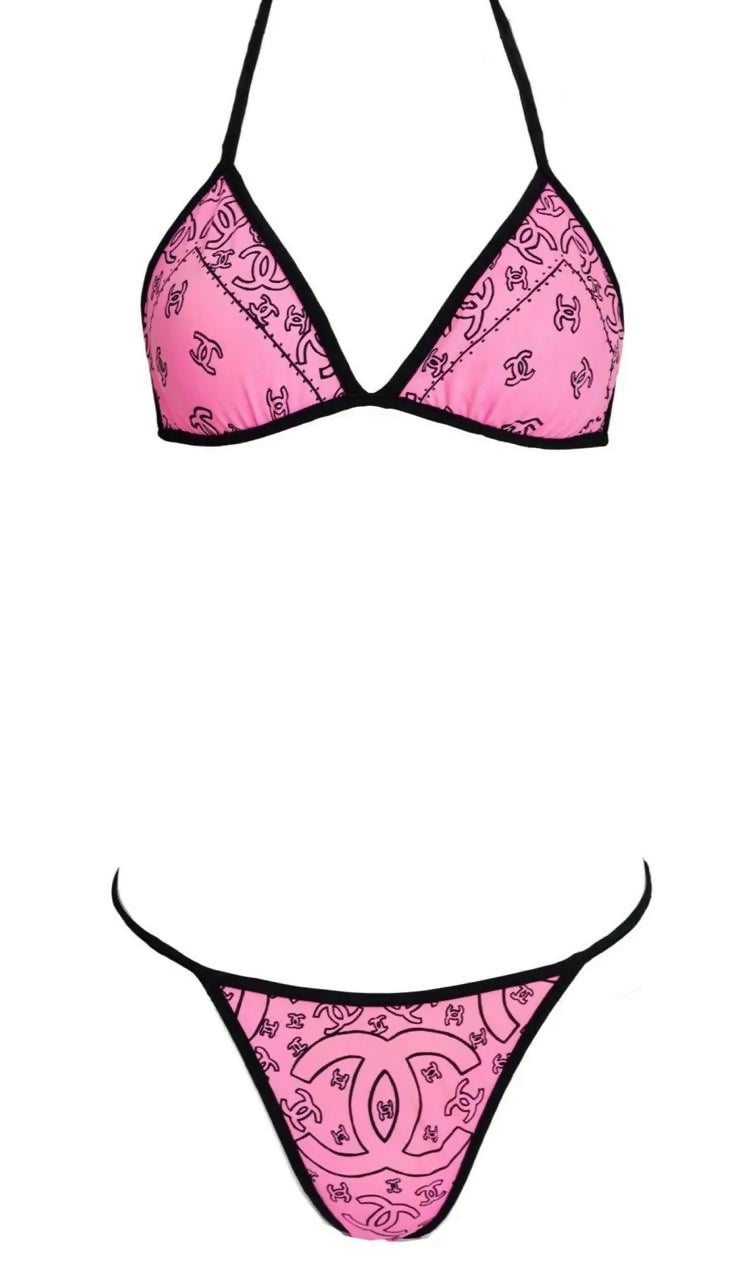 Ultra-Rare Chanel Spring/Summer 1994 Bandana Pink Bikini – Size FR