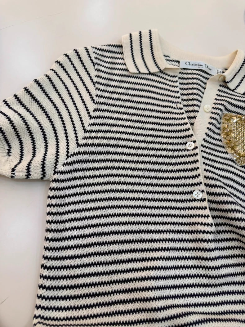 Dior black and white striped dress