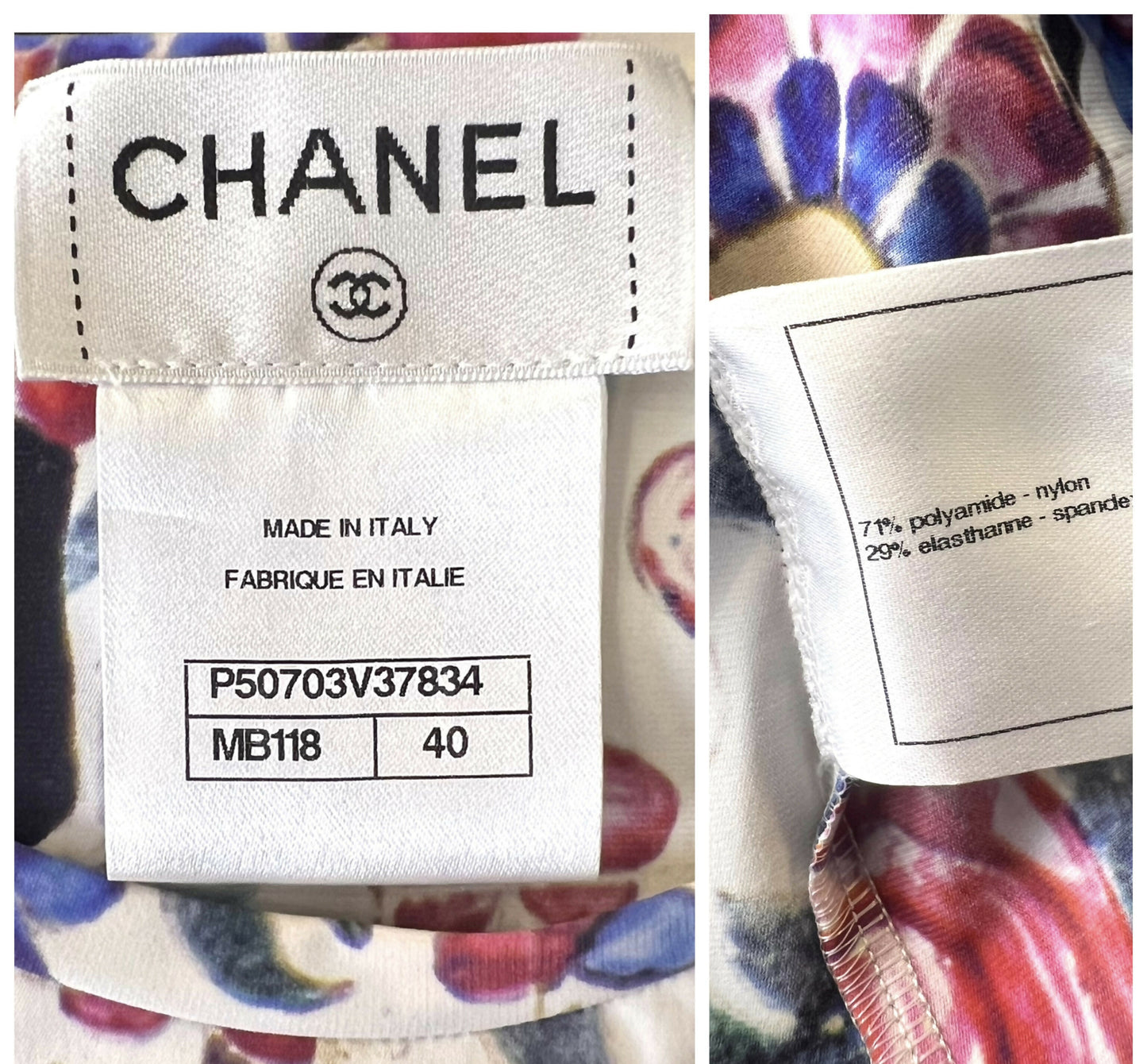 Chanel 15C Dubai CC Logo Kaleidoscopic Shirt Blouse FR 40