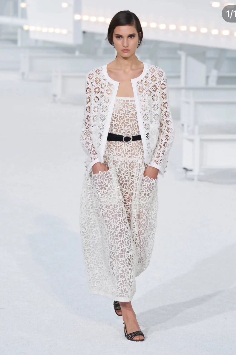 Chanel 21S white crochet cardigan