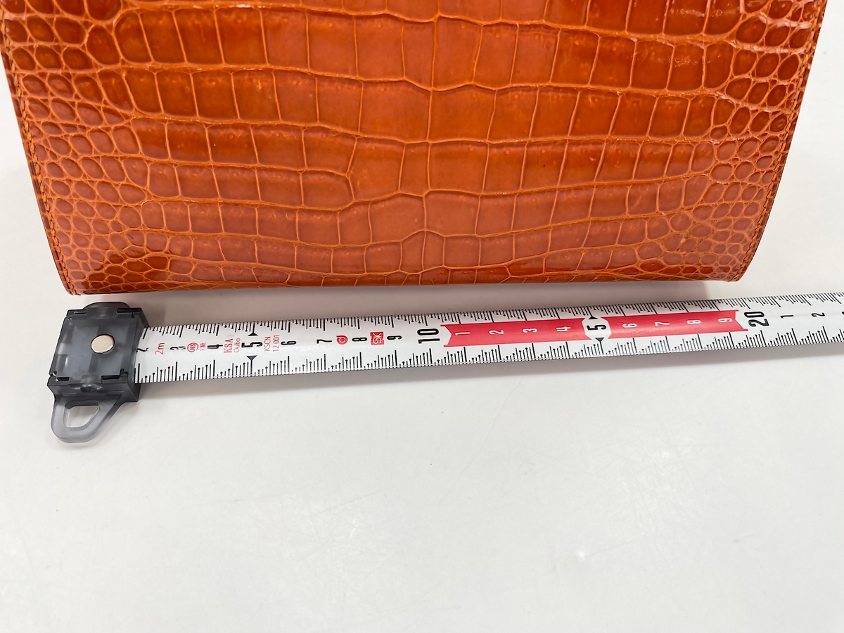 Hermès Mini Kelly I Orange Porosus Crocodile Lisse with Gold Hardware