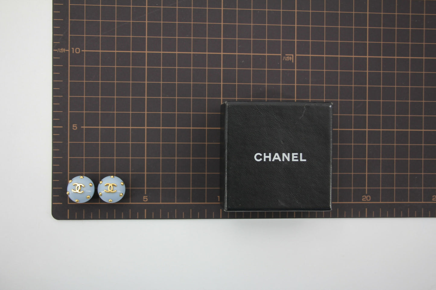 Chanel 96C Resin Light Blue Bean Clip-on Earrings