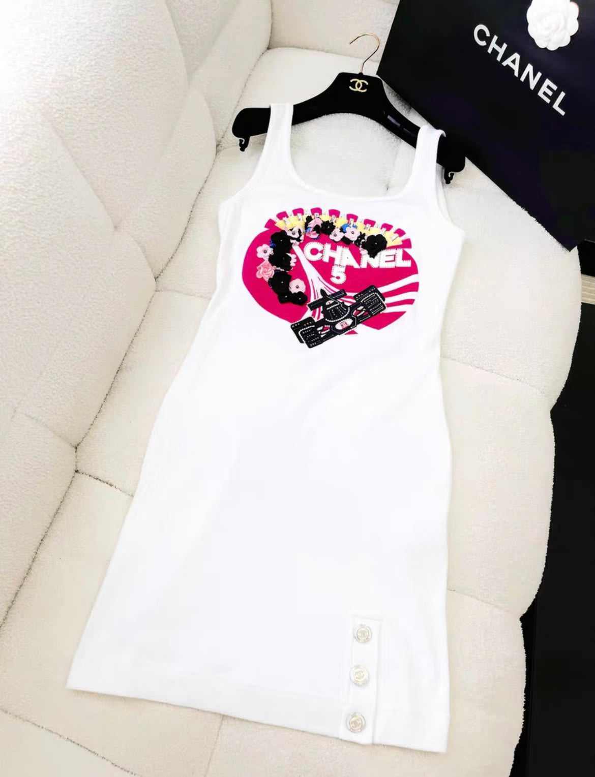 Chanel Embellished Formula 1 Inspired Fitted Dress Chanel Embellished Formula 1 Inspired Fitted Dress