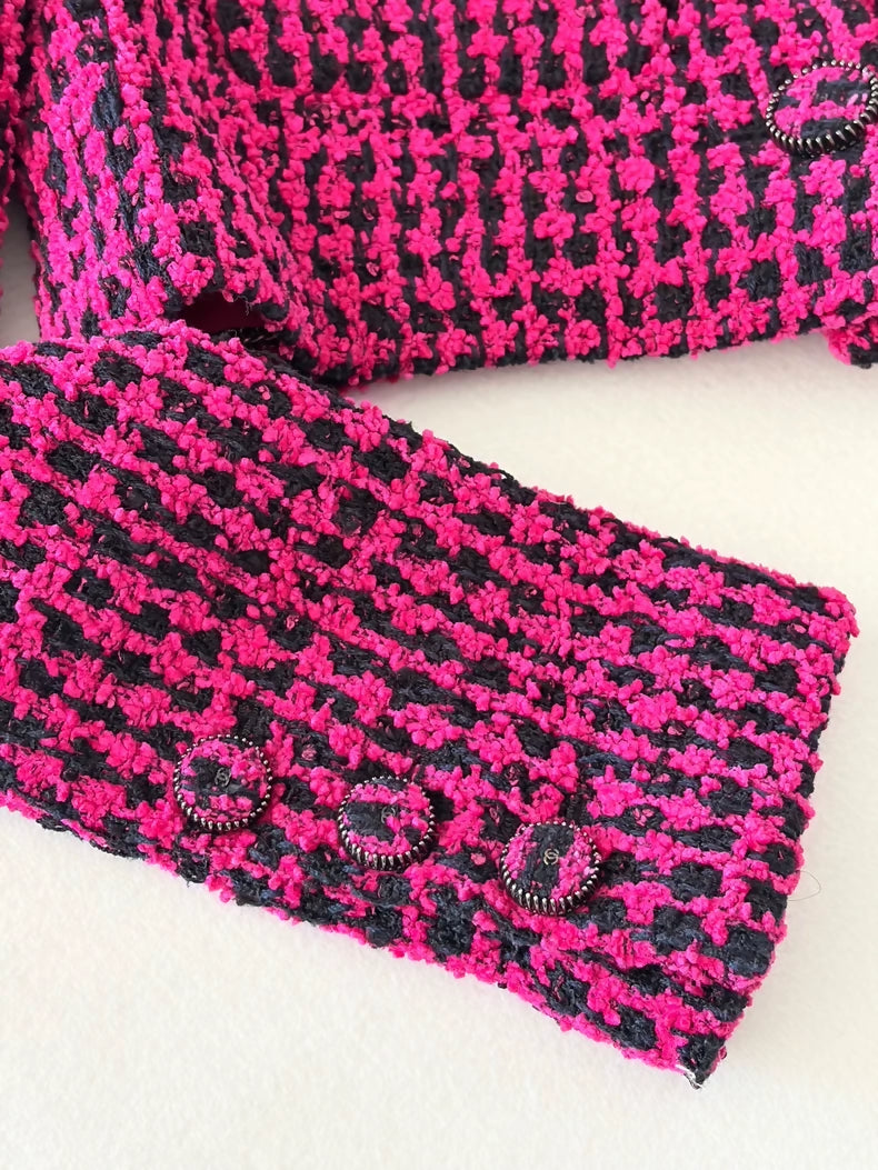 Chanel 16K Fuchsia Houndstooth Jacket