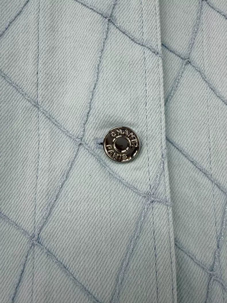 Chanel Coco blue quilted shirt jacket