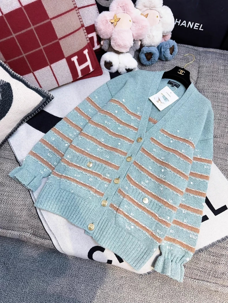 Chanel 24C cashmere green cardigan