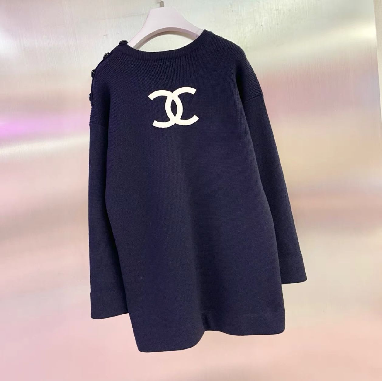 Vintage Chanel navy blue logo dress