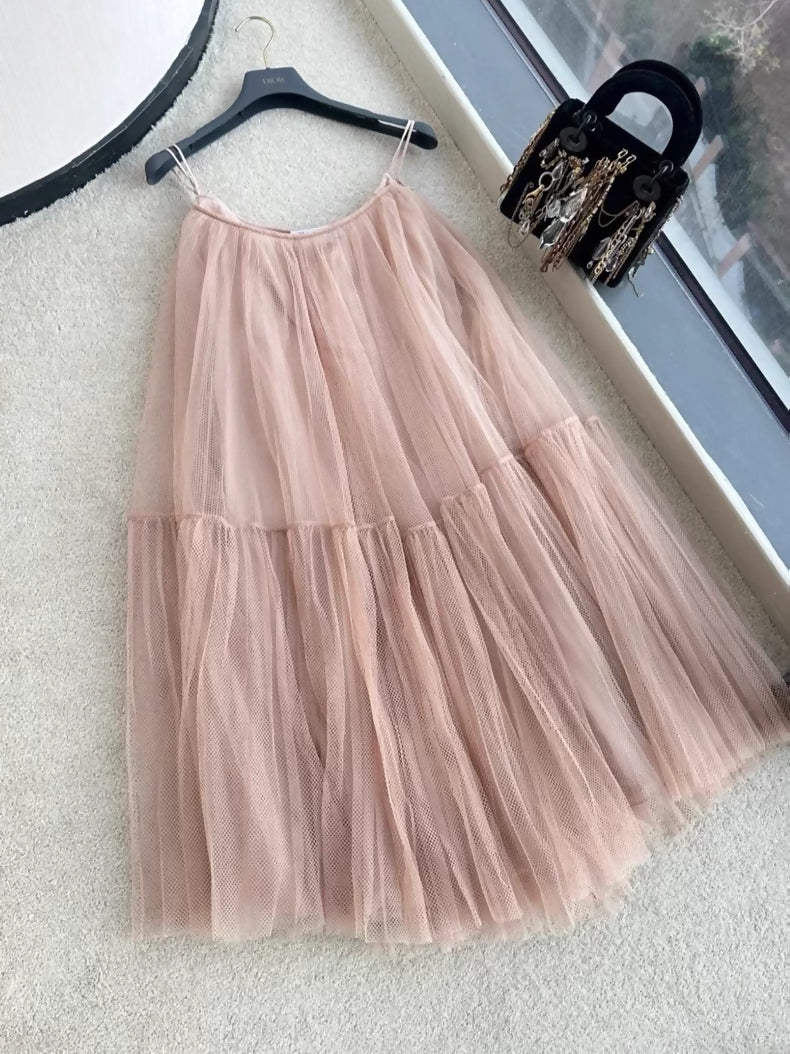 Dior blush pink midi skirt