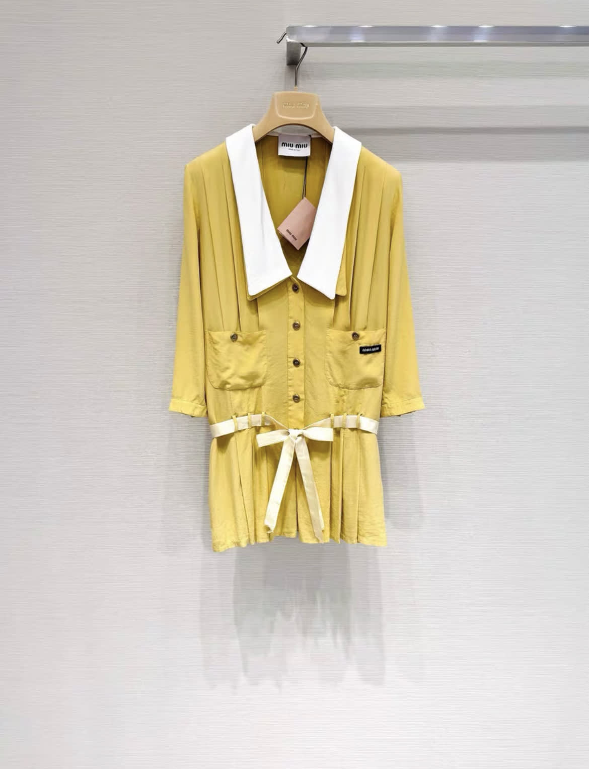 Miu miu 24ss Garment-dyed crepe de chine mini-dress