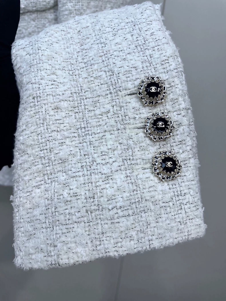 Chanel 25K white tweed jacket