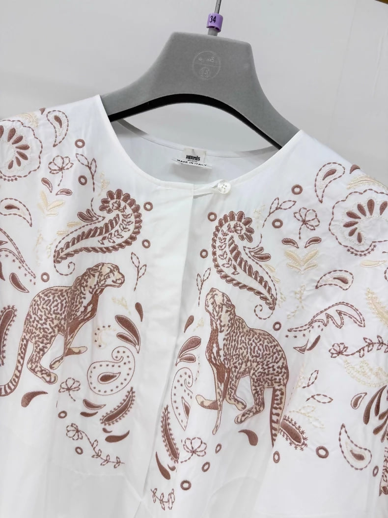 Hermes 2025 Spring/Summer new embroidered dress,
