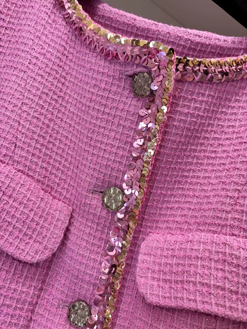 Chanel 22S Pink Tweed Coat Dress