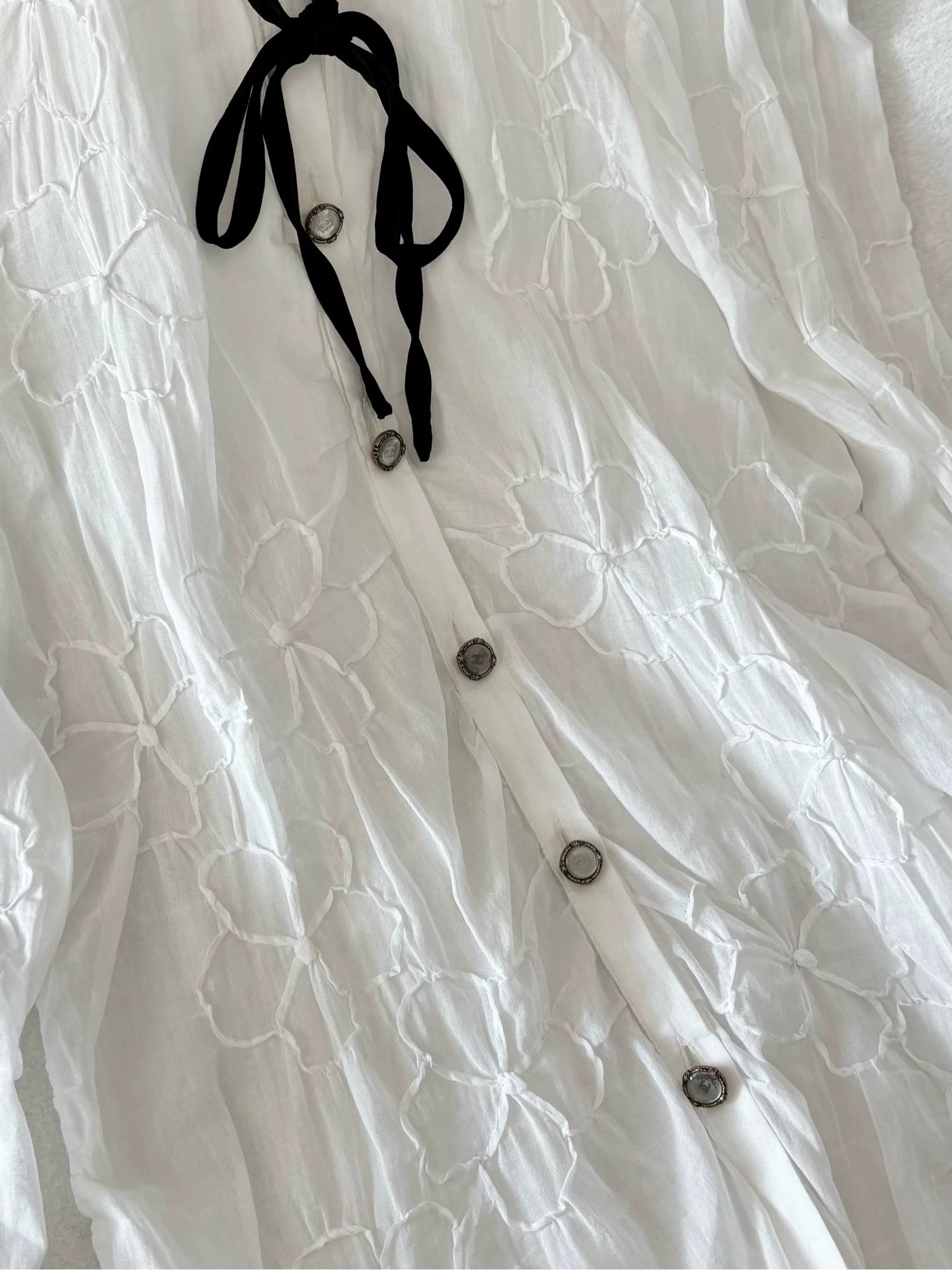 Chanel camellia print white shirt