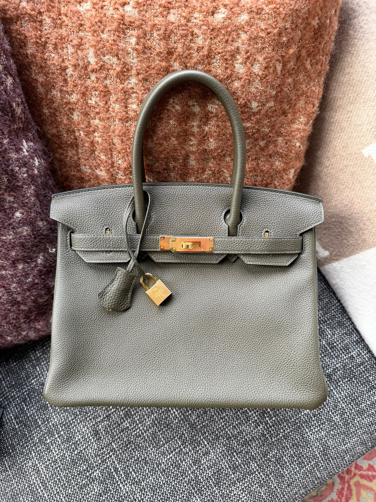 Hermes Birkin 30 vert de Gris Togo gold hardware