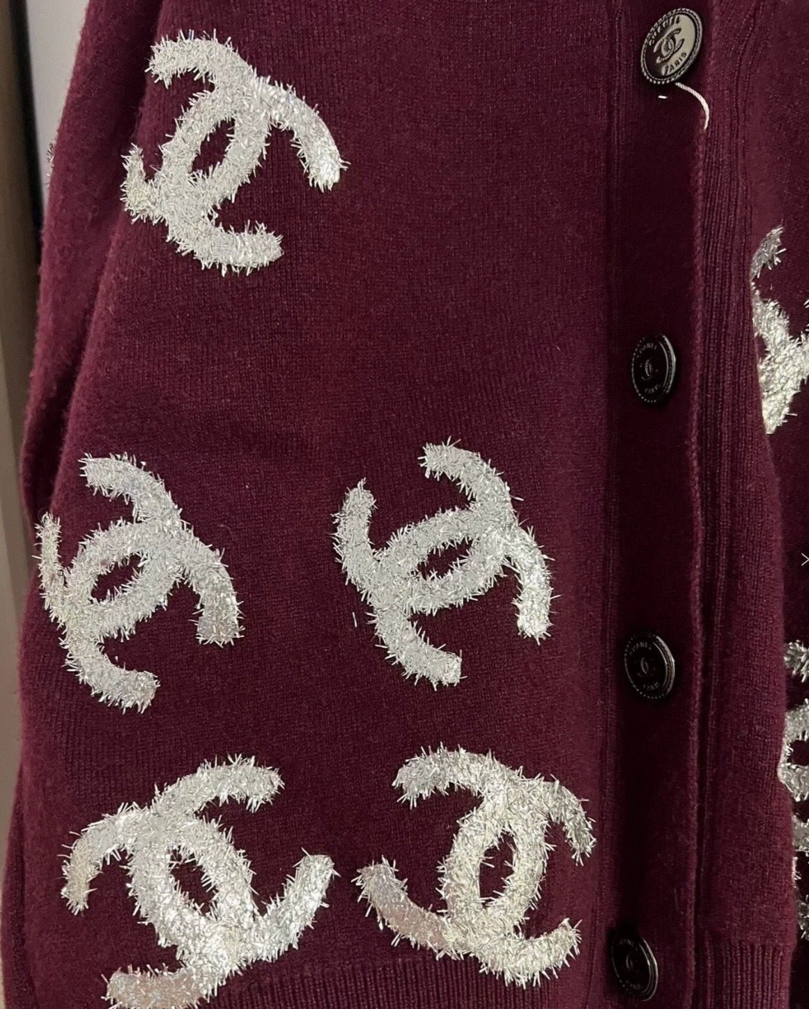 Chanel 22A burgundy cardigan