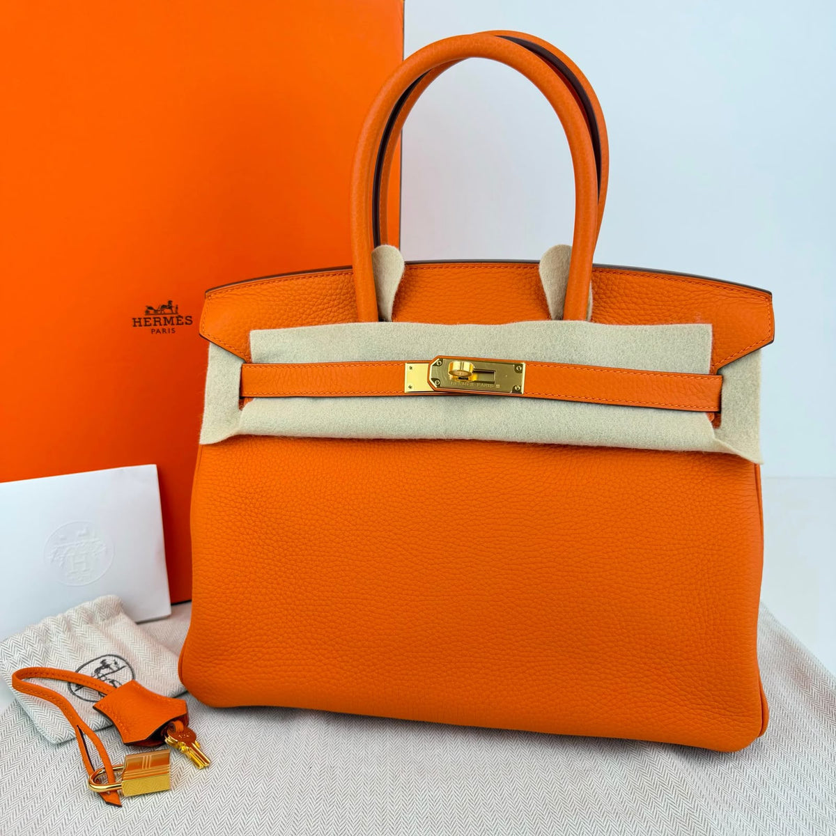 Hermes Birkin 30 Orange Togo Gold hardware