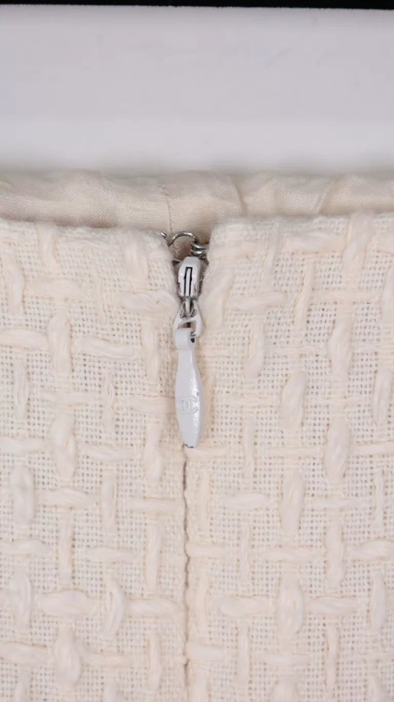 Chanel 12 Beige Tweed Skirt