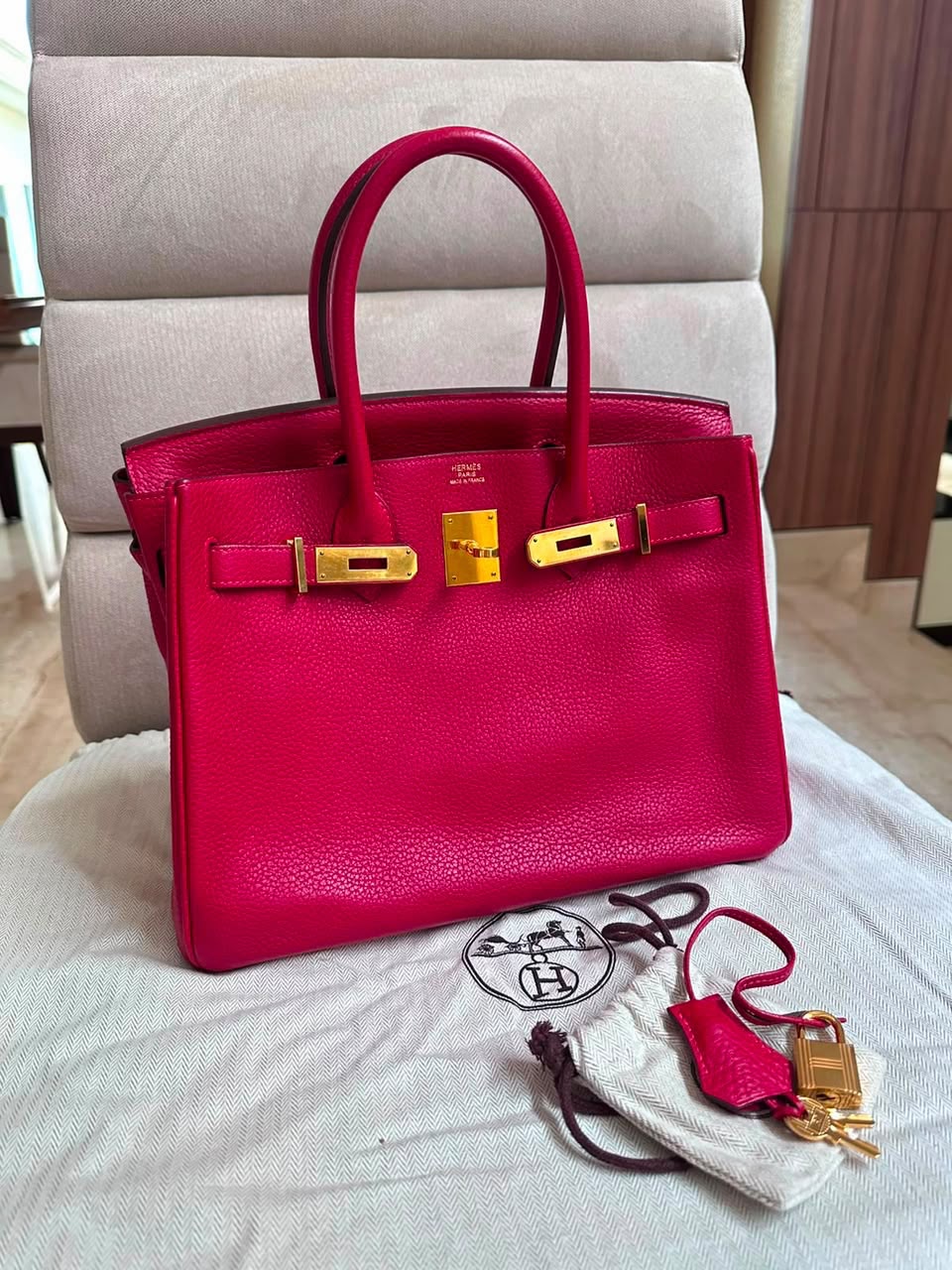 Hermes Birkin 25 Rouge Casaque TC gold hardware