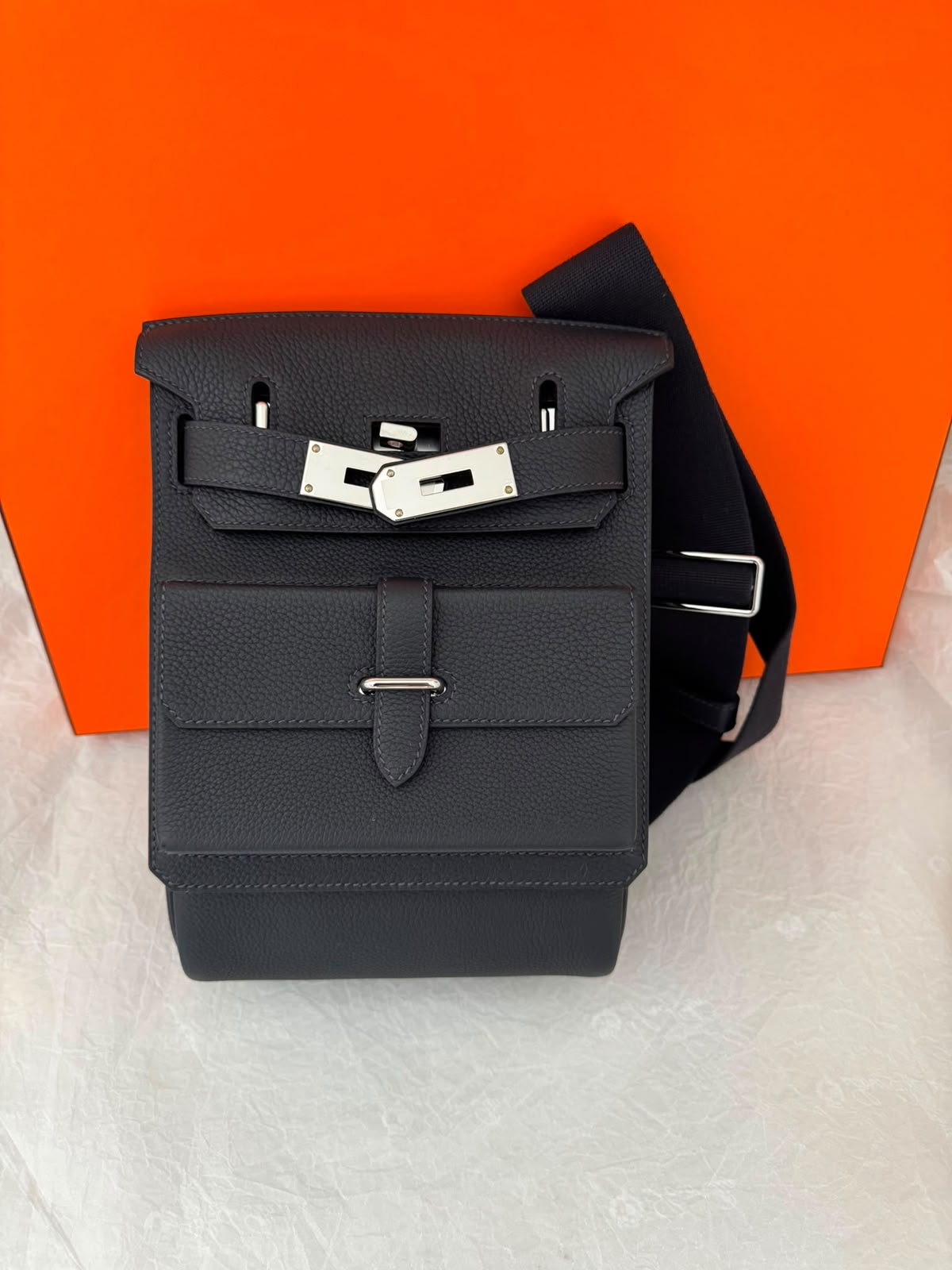 Hermes HAC A Dos Haccess PM Black Togo Palladium hardware