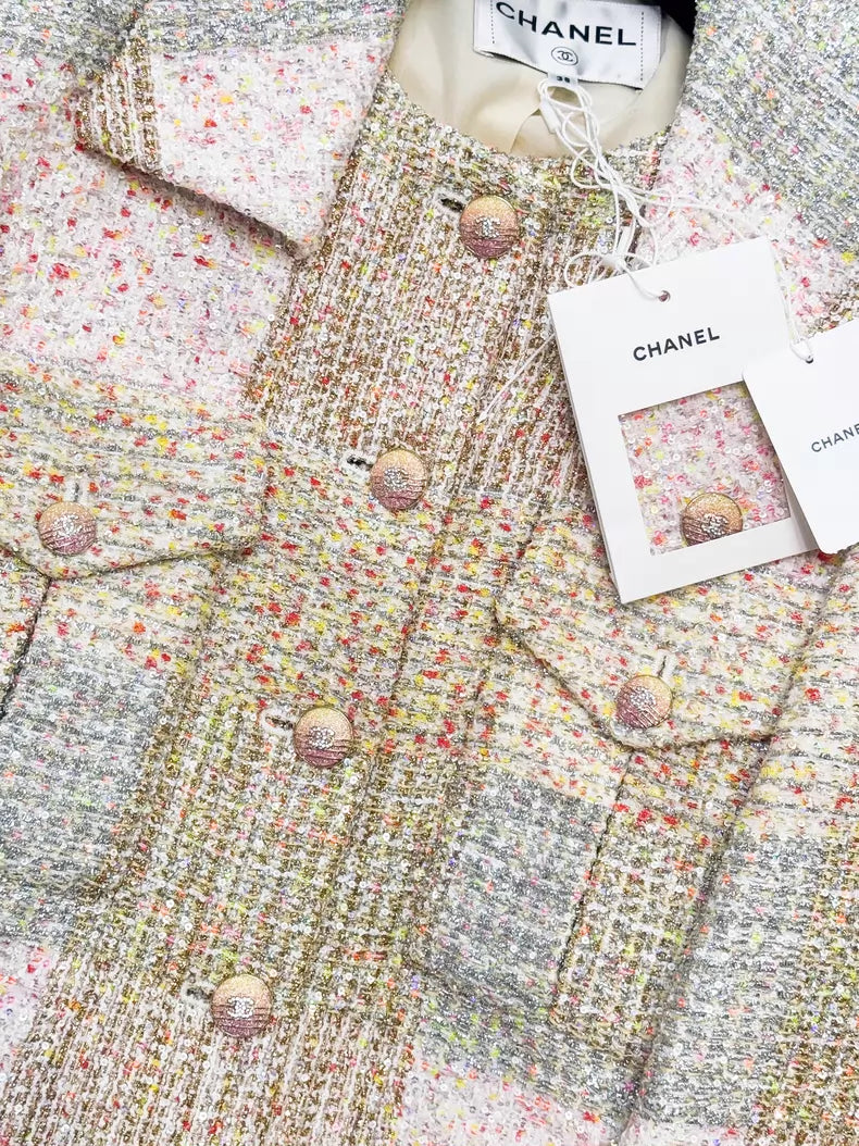 Chanel 24C gold multicolor tweed jacket