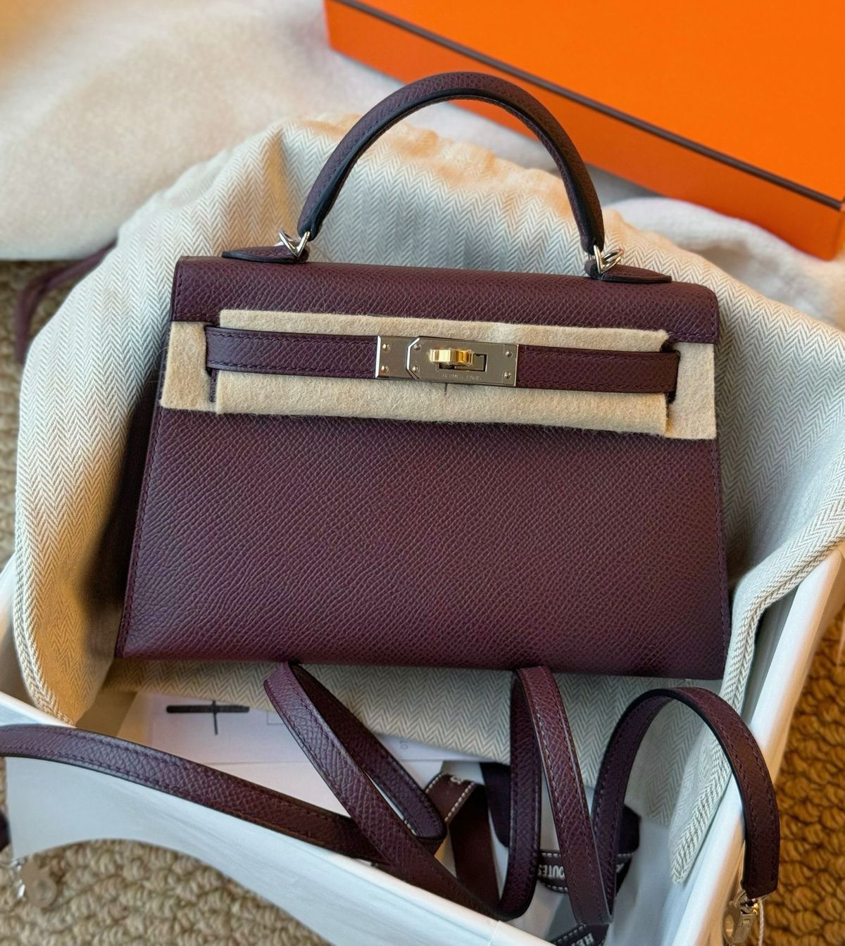 Hermes Mini Kelly 20 rouge H Epsom electrum