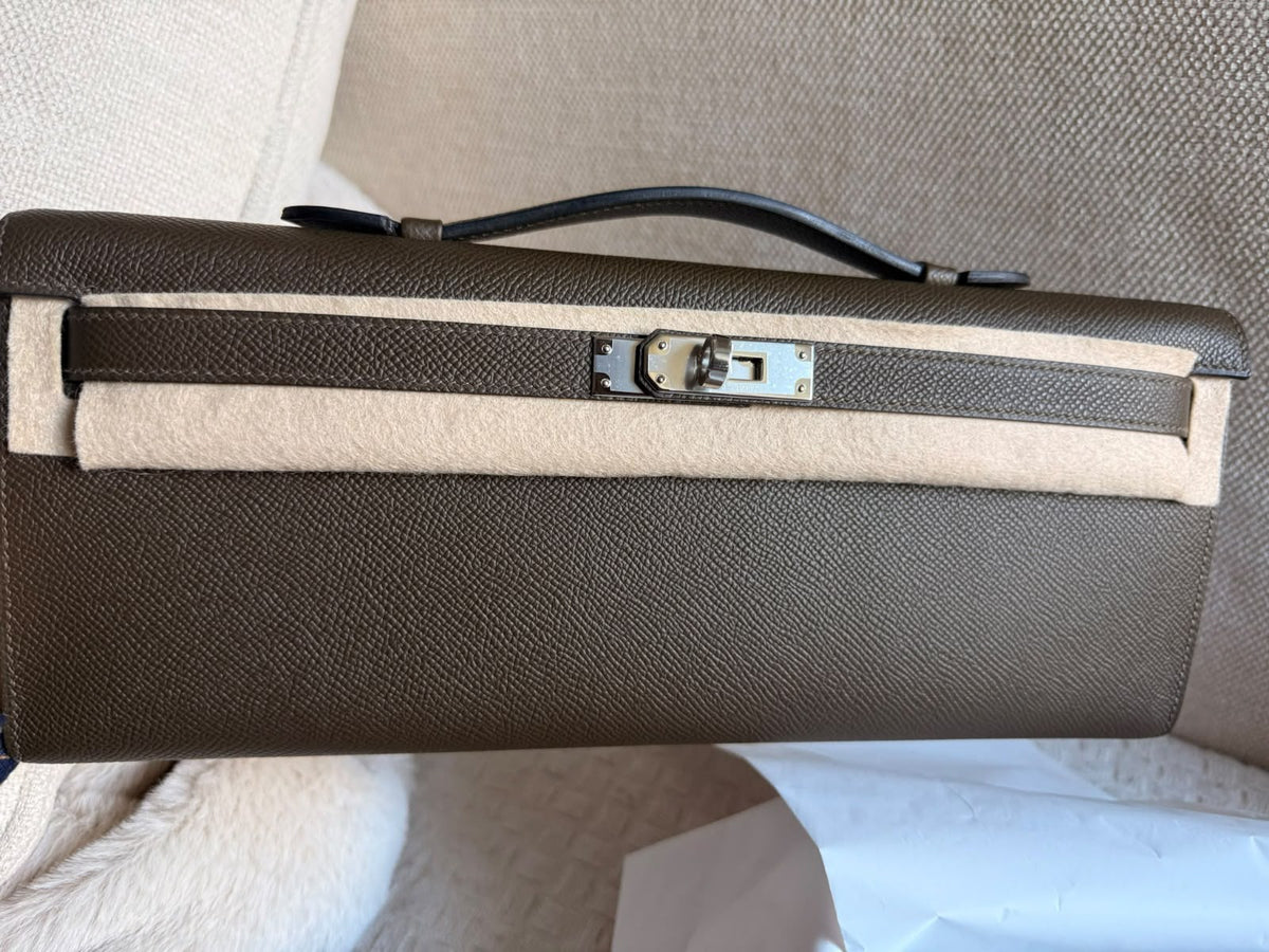 Hermes Kelly cut Vert Loden Epsom Palladium hardware