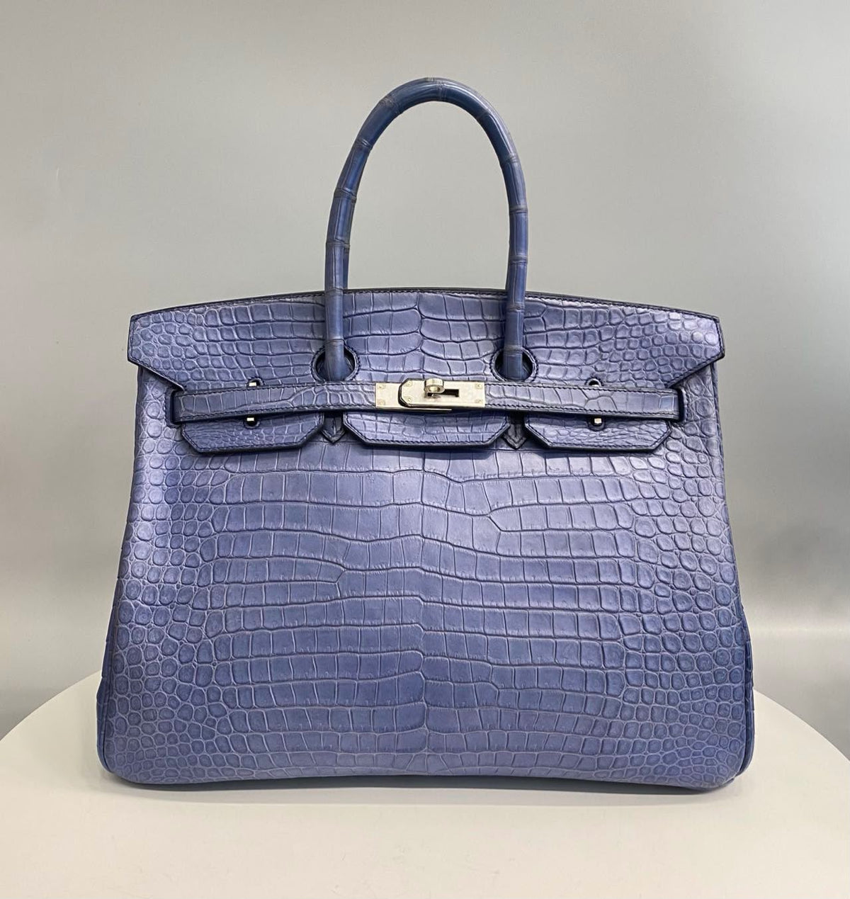 Hermes Birkin 35 blue Brighton matte porosus palladium hardware