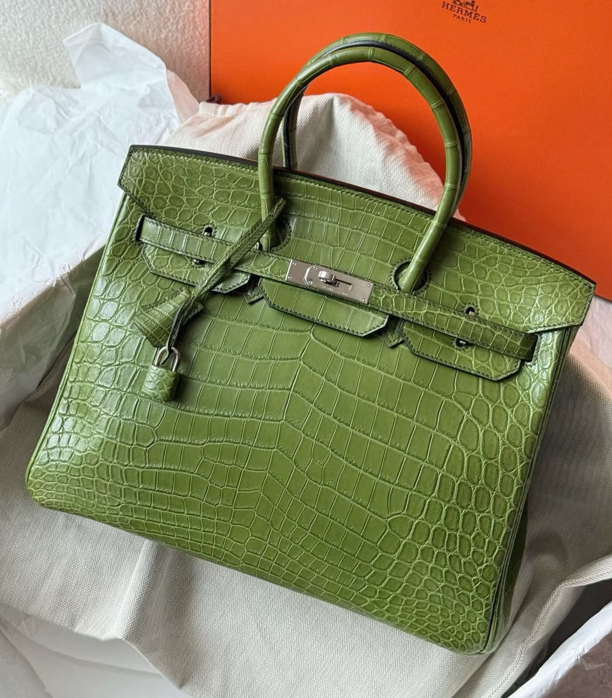 Hermes Birkin 35 Granny Matte Niloticus Palladium hardware