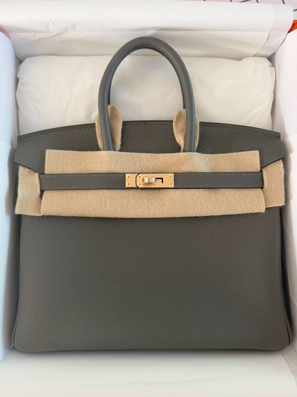 Hermes Birkin 25 Gris Meyer Togo Permabrass Hardware