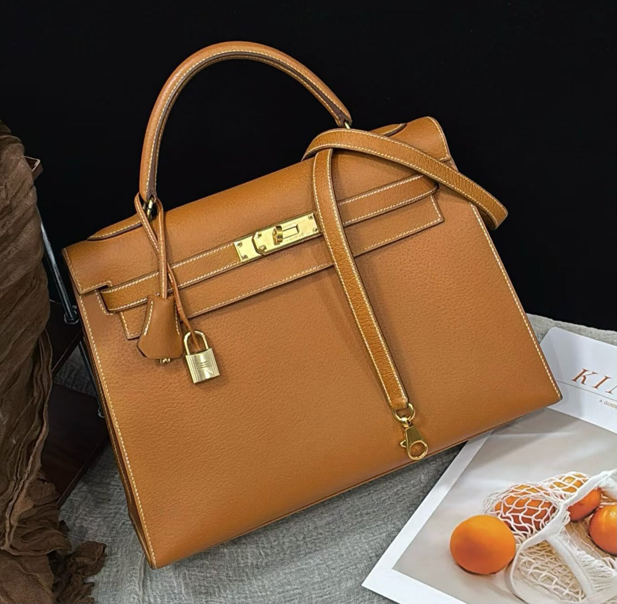 Hermes Kelly 32 Naturel Porc gold hardware