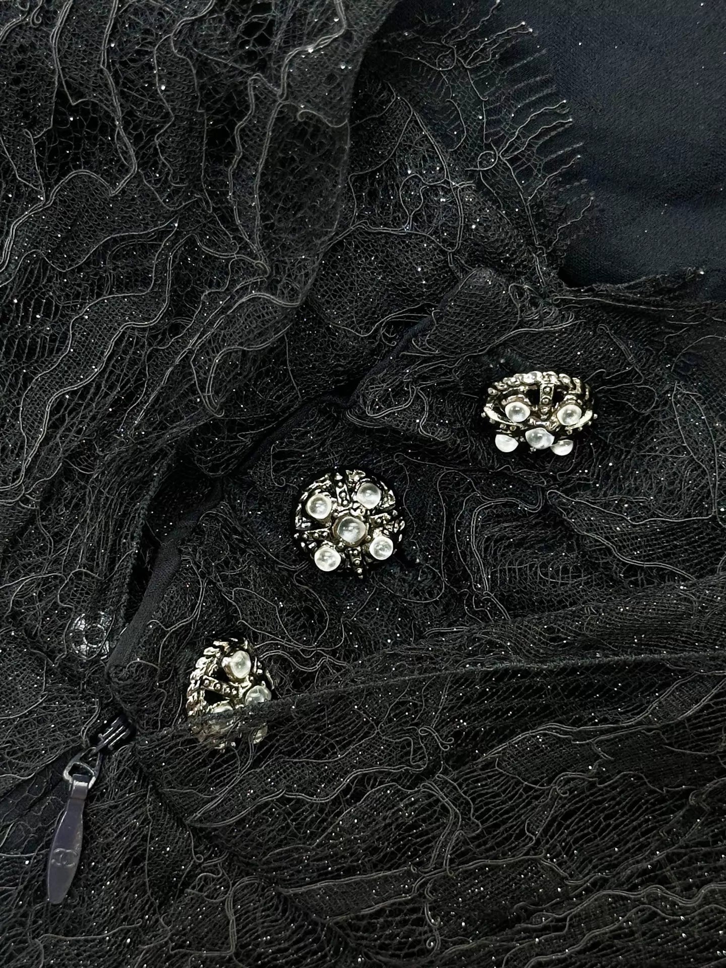 Chanel black lace dress