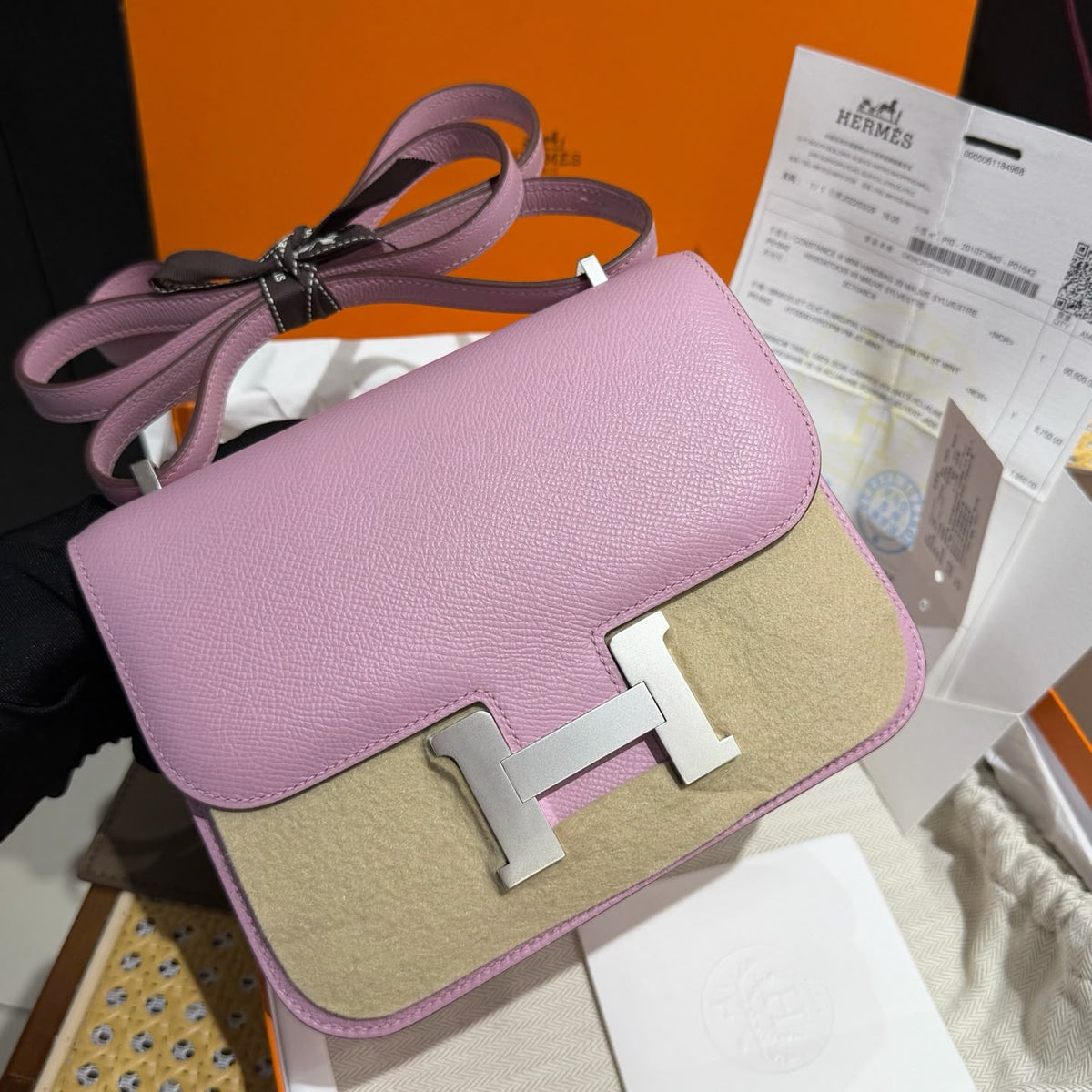Hermes Constance 18 Mauve Sylvestre Epsom Palladium hardware