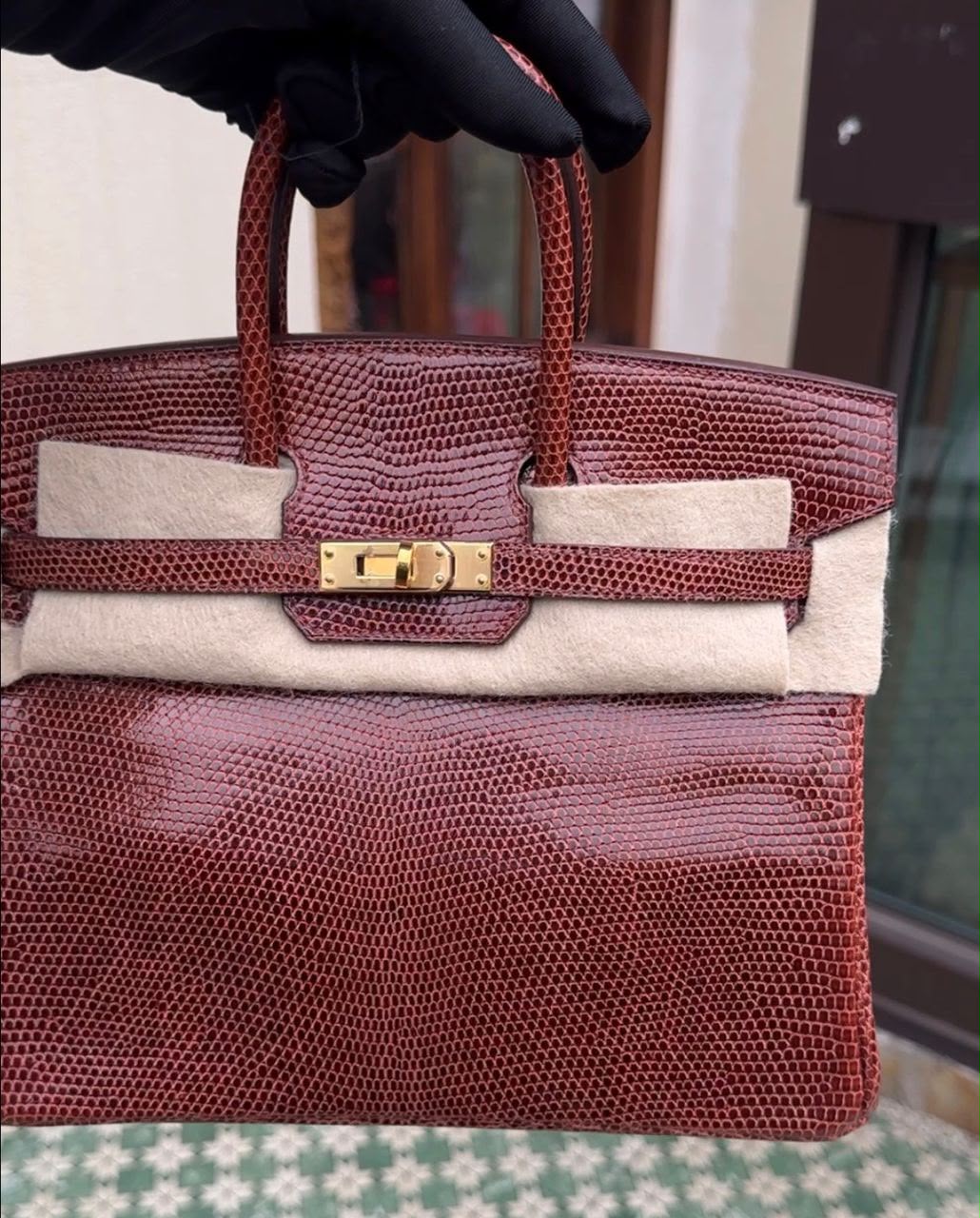 Hermes Birkin 25 Rouge H Lizard Gold hardware