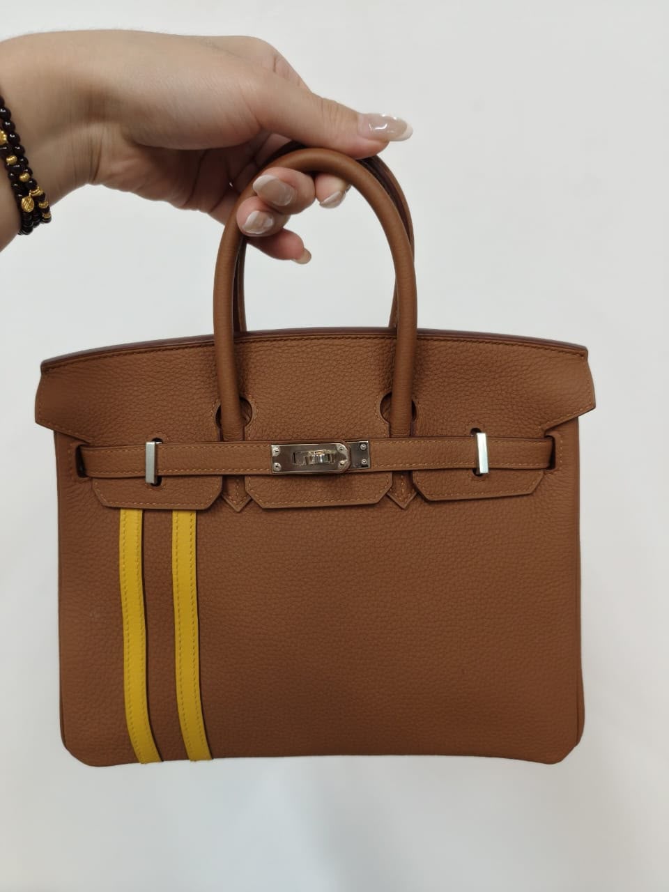 Hermes Birkin 25 Officier Gold Togo & Jaune Ambre Swift Palladium hardware
