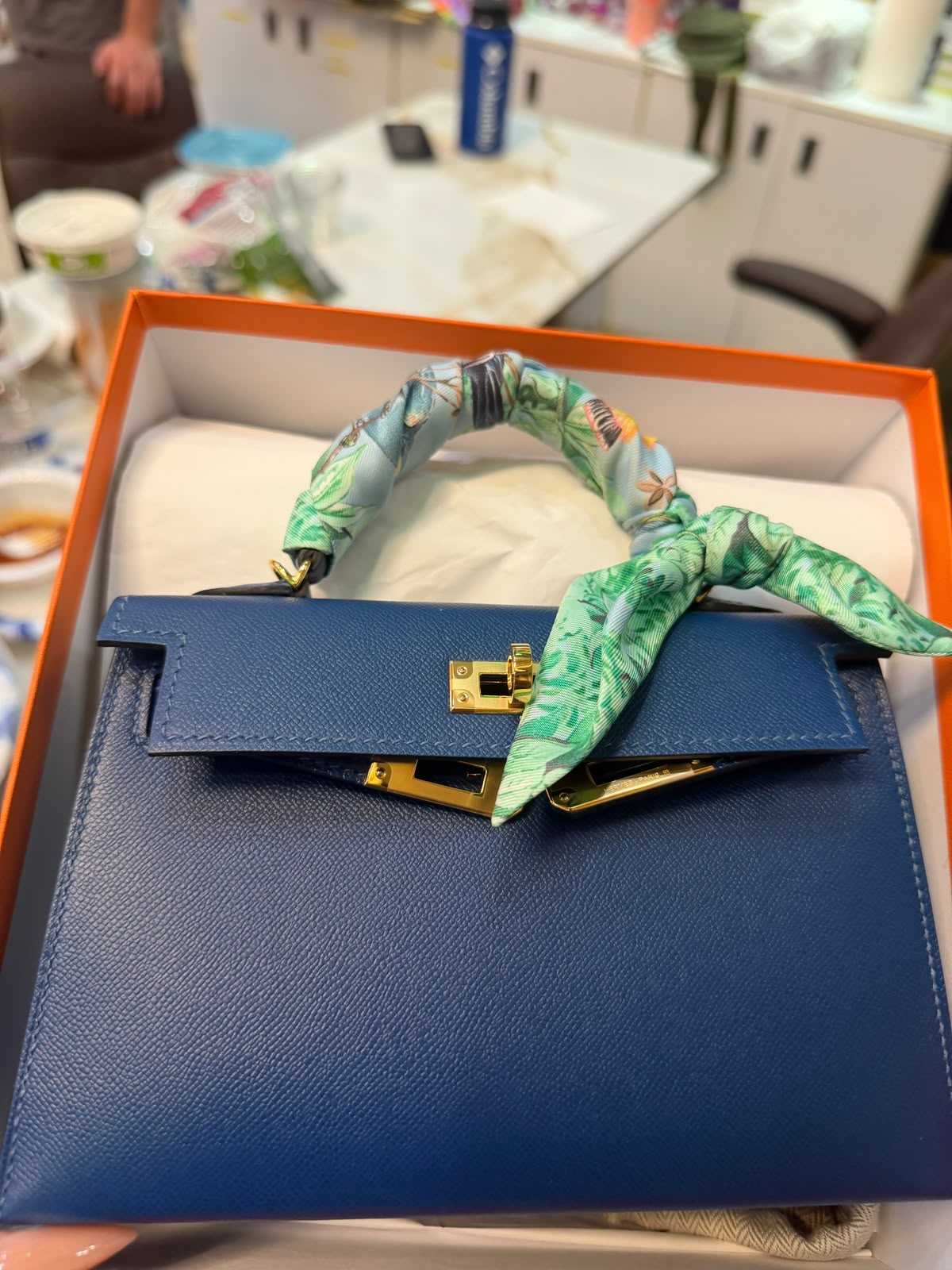 Hermes Mini Kelly 20 Deep Blue Madame Gold hardware