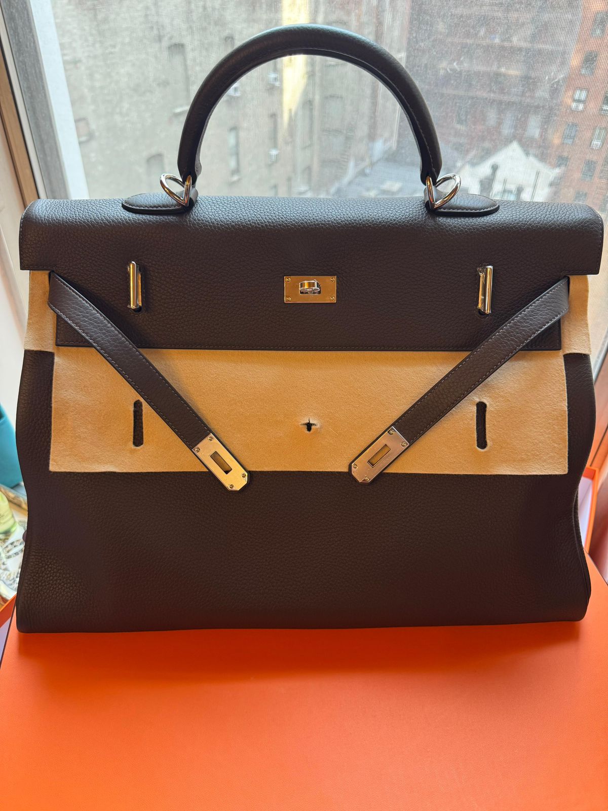 Hermes Kelly 50 Voyage Ébène Togo Palladium hardware