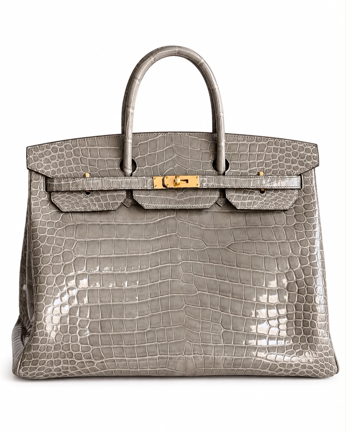 Hermes Birkin 40 Gris T shiny porosus gold hardware ultra rare